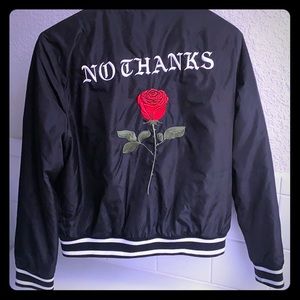 “No thanks” bomber jacket